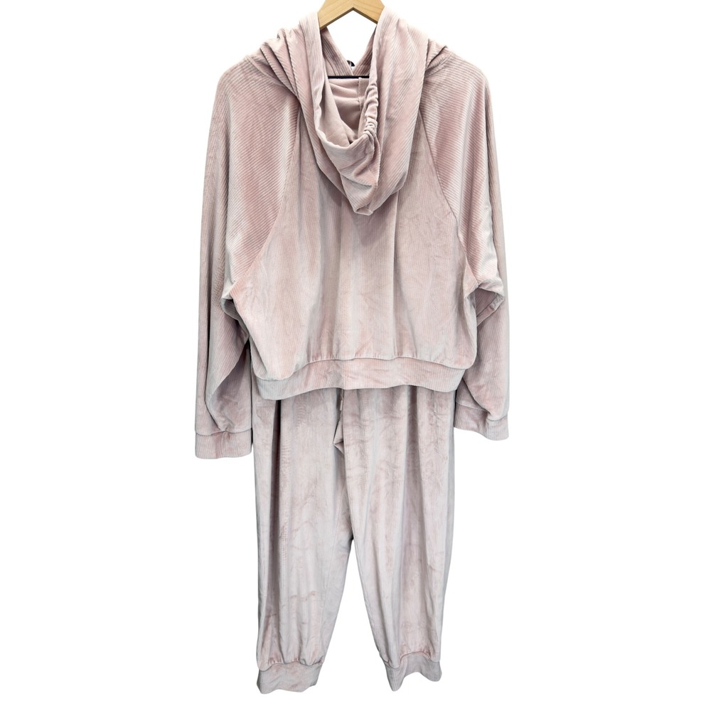 Victoria's Secret On Point Pink Ribbed Velour Hoodie & Jogger Set Womens Size XL - Picture 3 of 7
